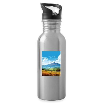 Mourne Mountains Aonb Travel Poster Souvenir WPA - Water bottle with straw - silver - Right