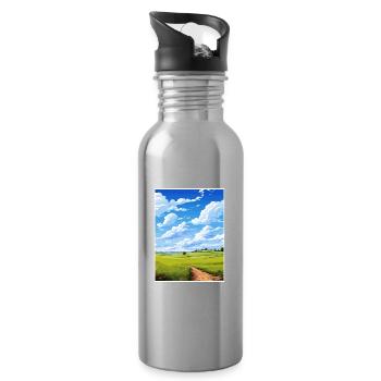 Howardian Hills Aonb Reiseposter Souvenir WPA - Trinkflasche mit integriertem Trinkhalm - Lightsilver - Rechts