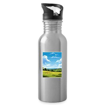 Blackdown Hills Aonb Reiseposter Souvenir WPA - Trinkflasche mit integriertem Trinkhalm - Lightsilver - Rechts