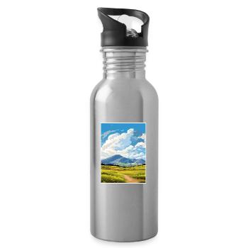 Mourne Mountains Aonb Travel Poster Souvenir WPA - Water bottle with straw - silver - Right