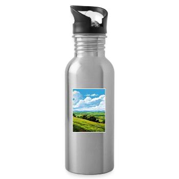 Blackdown Hills Aonb Reiseposter Souvenir WPA - Trinkflasche mit integriertem Trinkhalm - Lightsilver - Rechts