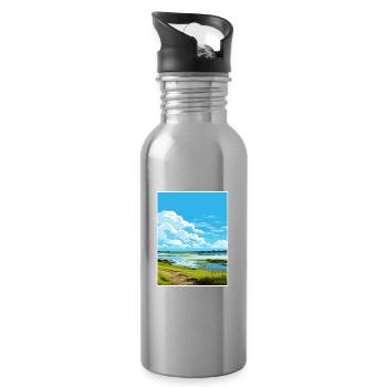 Strangford Lough Aonb Reiseposter Souvenir WPA - Trinkflasche mit integriertem Trinkhalm - Lightsilver - Rechts