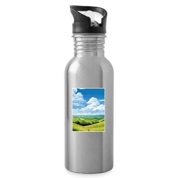 North Wessex Downs Aonb Travel Poster Souvenir WPA - Water bottle with straw - silver - Right