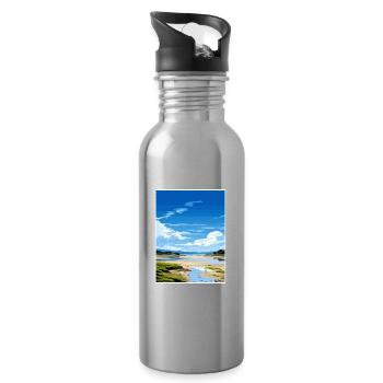 Arnside et Silverdale Aonb Voyage Poster Souvenir - Gourde avec paille intégrée - argent clair - Droite