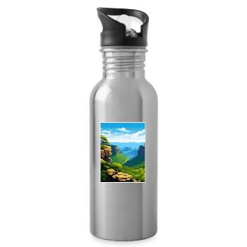 Südafrika Reise Poster Souvenir Postkarte Farbe - Trinkflasche mit integriertem Trinkhalm - Lightsilver - Rechts