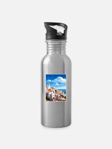 Tétouan Maroc Affiche de voyage Peinture Souvenir WPA - Gourde avec paille intégrée - argent clair