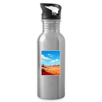 Merzouga Maroc Affiche de voyage Peinture Souvenir WPA - Gourde avec paille intégrée - argent clair - Droite