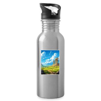 Volubilis Maroc Affiche de voyage Peinture Souvenir WPA - Gourde avec paille intégrée - argent clair - Droite