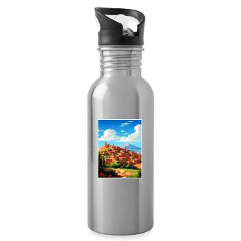 Marrakech Maroc Affiche de voyage Peinture Souvenir WPA - Gourde avec paille intégrée - argent clair - Droite
