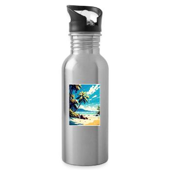 Zanzibar Tanzanie Affiche de voyage Peinture Souvenir WPA - Gourde avec paille intégrée - argent clair - Droite