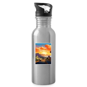 Cape Town Afrique du Sud Affiche de voyage Souvenir WPA - Gourde avec paille intégrée - argent clair - Droite