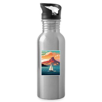 Cape Town Afrique du Sud Affiche de voyage Souvenir WPA - Gourde avec paille intégrée - argent clair - Droite