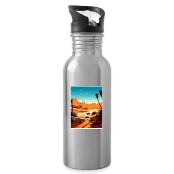 Sahara Desert Africa Travel Poster Souvenir WPA - Water bottle with straw - silver - Right
