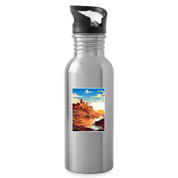 Aït Benhaddou Maroc Affiche de voyage Souvenir WPA - Gourde avec paille intégrée - argent clair - Droite