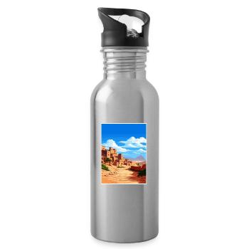 Aït Benhaddou Maroc Affiche de voyage Souvenir WPA - Gourde avec paille intégrée - argent clair - Droite