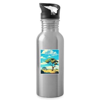 Krüger Nationalpark Südafrika Reiseposter - Trinkflasche mit integriertem Trinkhalm - Lightsilver - Rechts