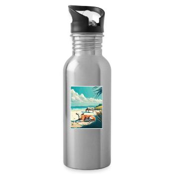 La côte sauvage Afrique du Sud Affiche de voyage souvenir - Gourde avec paille intégrée - argent clair - Droite