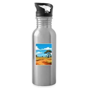Krüger Nationalpark Südafrika Reiseposter - Trinkflasche mit integriertem Trinkhalm - Lightsilver - Rechts