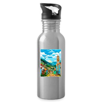 Ouro Preto Brazil Travel Poster Souvenir Paint WPA - Water bottle with straw - silver - Right