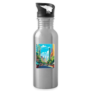 Sao Paulo Brazil Travel Poster Souvenir Paint WPA - Water bottle with straw - silver - Right