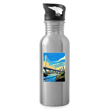 Sao Paulo Brazil Travel Poster Souvenir Paint WPA - Water bottle with straw - silver - Right
