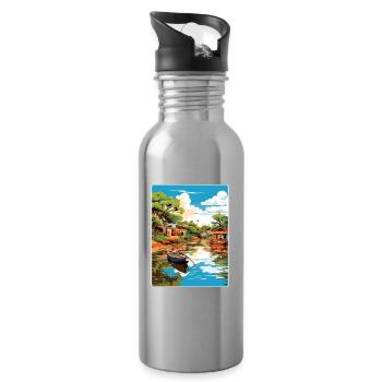 Tigre Argentina Travel Poster Souvenir Paint WPA - Water bottle with straw - silver - Right