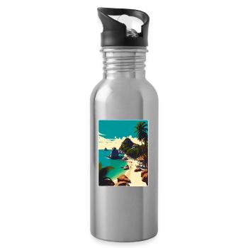 Ko Tao Thaïlande Affiche de voyage thaïlandaise Souvenir WPA - Gourde avec paille intégrée - argent clair - Droite