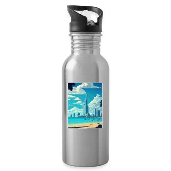 Pattaya Thailand Thai Reise Poster Souvenir WPA - Trinkflasche mit integriertem Trinkhalm - Lightsilver - Rechts