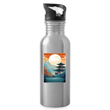 Séoul Corée du Sud Affiche de voyage Peinture Souvenir WPA - Gourde avec paille intégrée - argent clair - Droite