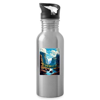 Parc national de la vallée de Yosemite, Californie Voyage - Gourde avec paille intégrée - argent clair - Droite
