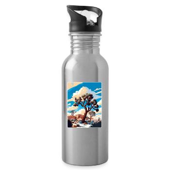 Joshua Tree Nationalpark Kalifornien Reiseposter - Trinkflasche mit integriertem Trinkhalm - Lightsilver - Rechts