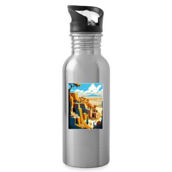 Mesa Verde Nationalpark Colorado Reiseposter - Trinkflasche mit integriertem Trinkhalm - Lightsilver - Rechts