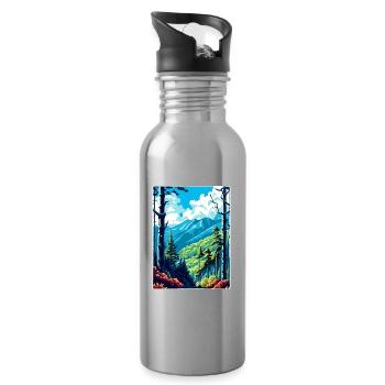 Affiche de voyage du parc national des Great Smoky Mountains - Gourde avec paille intégrée - argent clair - Droite