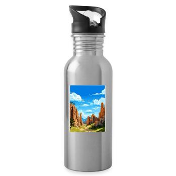 Parc national des Pinnacles Californie Affiche de voyage - Gourde avec paille intégrée - argent clair - Droite