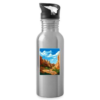 Mesa Verde Nationalpark Colorado Reiseposter - Trinkflasche mit integriertem Trinkhalm - Lightsilver - Rechts