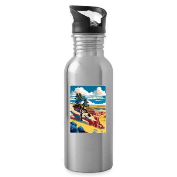 Theodore Roosevelt Nationalpark Reiseposter WPA - Trinkflasche mit integriertem Trinkhalm - Lightsilver - Rechts