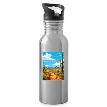 Saguaro Nationalpark Arizona Reiseposter WPA - Trinkflasche mit integriertem Trinkhalm - Lightsilver - Rechts