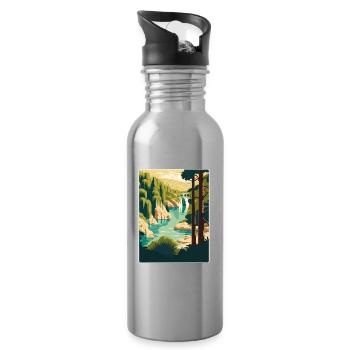 Krka National Park Croatia Room Travel Poster WPA - Water bottle with straw - silver - Right