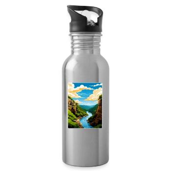 New River Gorge National Park Travel Poster WPA - Water bottle with straw - silver - Right