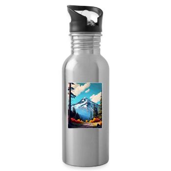 Mount Hood National Forest Reiseposter Souvenir - Trinkflasche mit integriertem Trinkhalm - Lightsilver - Rechts