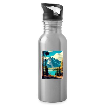 Affiche de voyage souvenir du parc national de Grand Teton - Gourde avec paille intégrée - argent clair - Droite