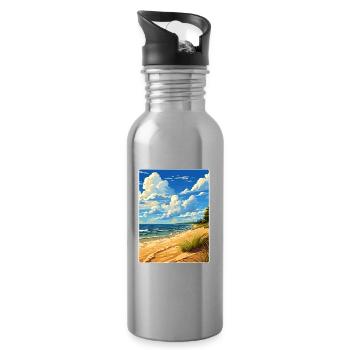 Indiana Dunes National Park Travel Poster Souvenir - Water bottle with straw - silver - Right