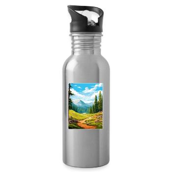 Kings Canyon National Park Travel Poster Souvenir - Water bottle with straw - silver - Right