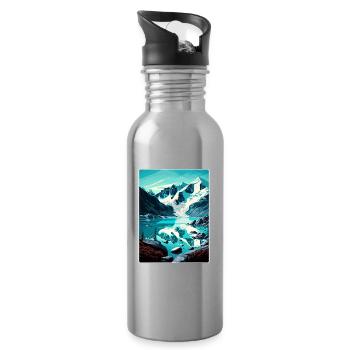 Glacier Bay National Park Travel Poster Souvenir - Water bottle with straw - silver - Right