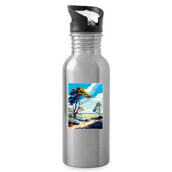 New Forest Nationalpark Reiseplakat Souvenir - Trinkflasche mit integriertem Trinkhalm - Lightsilver - Rechts