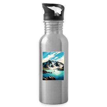Kenai Fjords Nationalpark Reiseplakat Souvenir - Trinkflasche mit integriertem Trinkhalm - Lightsilver - Rechts