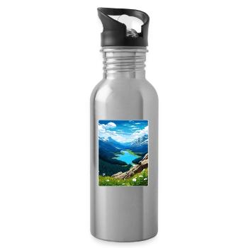 Parc national Banff Canada Affiche de voyage souvenir - Gourde avec paille intégrée - argent clair - Droite