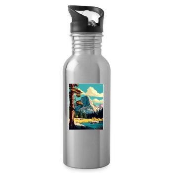 Yosemite Tuolumne Meadows Affiche de voyage souvenir - Gourde avec paille intégrée - argent clair - Droite
