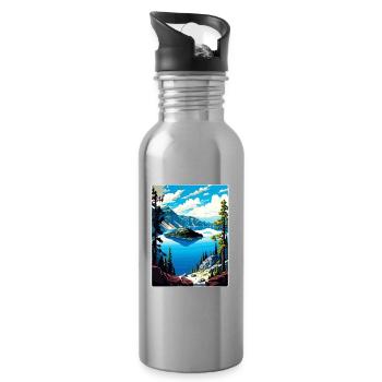 Affiche de voyage souvenir du parc national du lac Crater - Gourde avec paille intégrée - argent clair - Droite