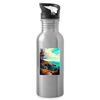 Parc national de l’Acadia Affiche de voyage Souvenir WPA - Gourde avec paille intégrée - argent clair - Droite